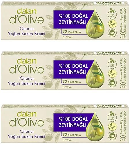 Dalan d'Olive Intensiv Hand & Körper Feuchtigkeitscreme | Olivenöl Hautpflege für trockene Haut, regenerierende Naturkosmetik, extra langanhaltende Feuchtigkeit, 20 ml, 3er Set