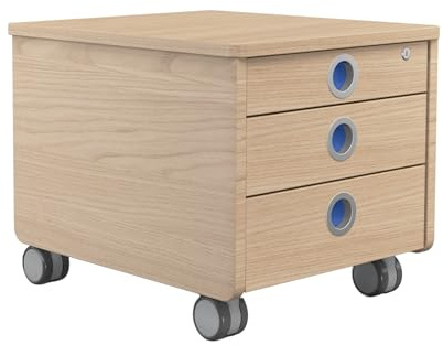 moll Pro Rollcontainer | abschließbare Schubladen mit Selbsteinzug | mobile Stauraumlösung mit Sitzmöglichkeit | ideal für moll Kinderschreibtische | sichere & abgerundete Ecken | Made in Germany
