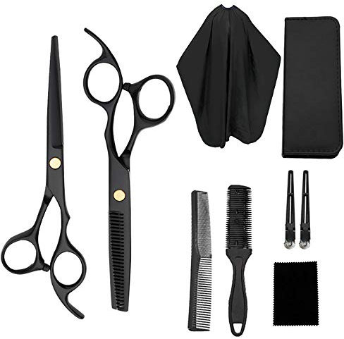Haarschere Set, 2 Profi Extra Scharfe Edelstahl Friseurscheren, Haarschneideschere Licht Einseitiger Effilierer, Modellieren Professionelle Friseur-Sets für Damen, Herren und Kinder