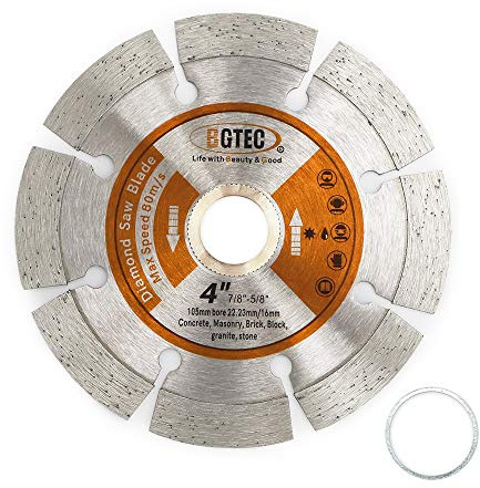 BGTEC Diamant Trennscheibe, 4 Zoll 105 mm Allgemein Zweck Trockener oder nasser Diamant Trennscheibe für Segment-Diamanttrennscheibe aus Beton, Stein, Mauerwerk