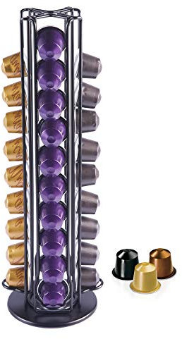 MaxMiuly Porta Capsule per caffè Compatibile con Nespresso Originali Supporti per Capsule Contenitore Capsule con Supporto Girevole Verticale 360°,40 Cialde Nero