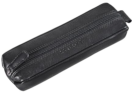 STILORD Quinn Leder Federmäppchen rund Vintage Lederetui Stifte Rolle rundes Federmappe groß Stiftemappe Damen Herren Faulenzer Echtleder Farbe:mittel - braun