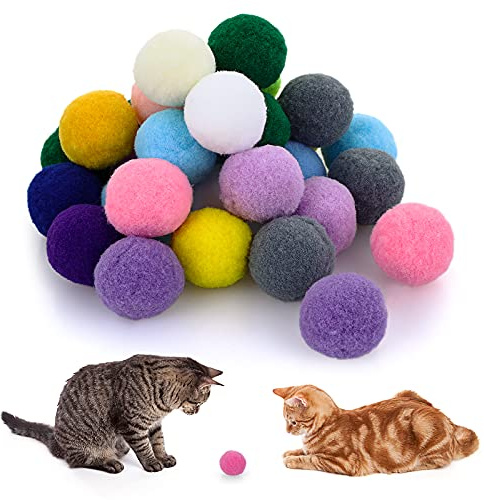 Molain Pelotas suaves para gatos, pompones de gatito de 1 pulgada (30 piezas) juguete interactivo para interiores