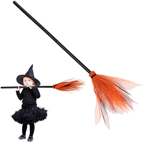 Tianbi Escoba de bruja de Halloween, escoba de bruja, accesorios de escoba de plástico para fiesta de disfraces, decoración de Halloween, accesorio de disfraz para suministros de fiesta de Halloween