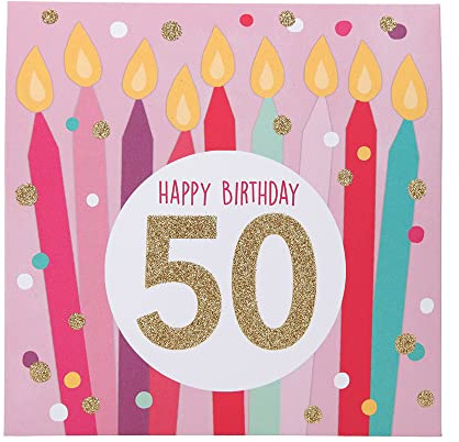 Depesche 0011694-007 Pop-up Glückwunschkarte zum 50. Geburtstag, Klappkarte mit Musik, Lichtelementen und einem originellen Spruch, Geburtstagskarte inkl. Umschlag, Format 15,5 x 15,5 cm
