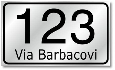 Numero civico maggiorato con nome strada - Elegante e RESISTENTE - Garanzia 20 Anni (30X12 CM)