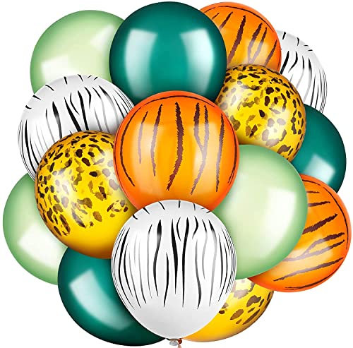 Sealmic Dschungel Safari Mottoparty Luftballons, 12 Zoll Tierdruck Latexballons für Dschungel Thema Kinder Geburtstag Party Dekoration, 24 Stück