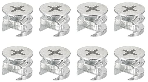 sourcing map Cam Lock Nut for Furniture, 8pcs 15x12mm Joint Connector Locking Nuts Furniture Connecting Cam Fittings, White