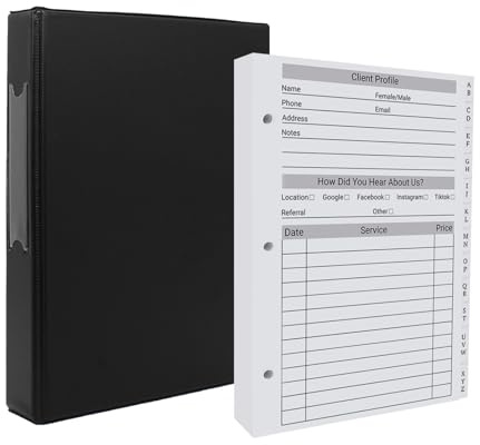 suituts Client Record Book, Hair Stylist Client Profile Book-Binder and Client Record Cards for Salons, Hair Stylist, Nail, Small Business(100 Sheets Profile Cards, 5.5 X 8.5)