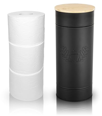 VON STEINEICH® Rangement de papier toilette [Noir – Métal] Accessoire décoratif pour salle de bain et toilettes d'invités – Rangement de papier toilette de style vintage moderne – Rangement de