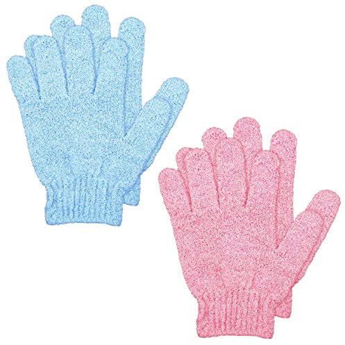 WLLHYF 2 Pairs Exfoliating Gloves Double Sided Shower Gloves Remover Dead Skin Bath Mitt Exfoliation Scrubber Shower Accessories for Beauty Spa Massage Daily Bath