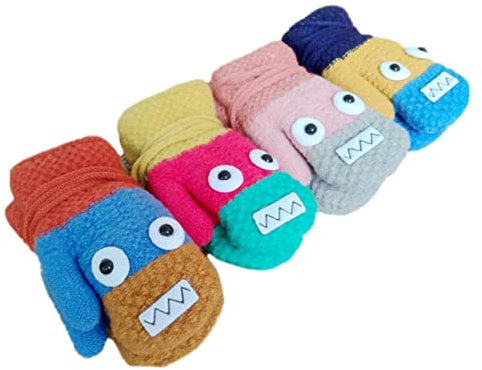 Garneck 4paare Warme Winterhandschuhe Mit Cartoon-motiven Nackenhandschuhe Unisex-kinderhandschuhe Fäustlinge Mit Vollen Fingern Für Drinnen Und Draußen