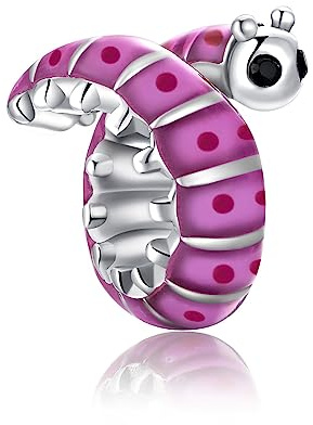 Alstiva Süßer Eingerollter Raupe Charm 925 Sterling Silber 5A Zirkonia Anhänger für Armband und Halskette Schmuck Geschenk für Damen
