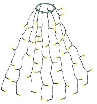 SALCAR Éclairage de sapin de Noël 0,6 m avec anneau et 8 guirlandes, chaîne lumineuse 48 LED, sapin de Noël, éclairage de Noël étanche pour 60 cm, 90 cm, 120 cm - blanc chaud