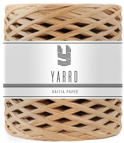 Natürliches Bastband für Geschenke, 100 m Rolle, Papierschnur, natürliche Farbe, 0,6 cm breit, Bastel-Bastband für Bastelbast, Geschenkband für Weihnachten, natürlicher Bast, Beige, Rafia