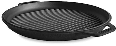 4BIG.fun Padella con coperchio Ø 36 cm, in ghisa, coperchio universale, padella da portata a induzione, padella in ghisa, per barbecue a gas, forno, braciere e tutti i piani cottura