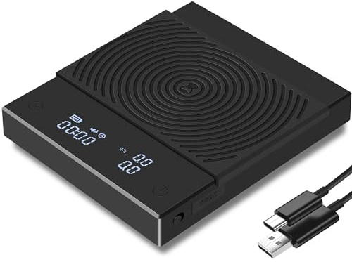 TIMEMORE Black Mirror Basic 2, Pour-Over Drip Coffee Scale mit automatischem Timer und Durchflussrate-Funktion, Präzision von 0,1 g, Digitale Kaffeewaage, Kapazität von 2000 g, Schwarz