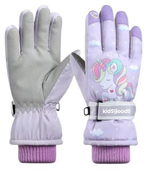 Kind Handschuhe Kinder Halten Warme Handschuhe wasserdichte Winter Snowboard Handschuhe 6-12 Jahre-Lila