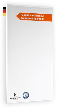 Könighaus Infrared Space Heater 600 Watts - TUV SUD approved - Energysaving Electric Heater With Overheat Protection - Suitable For Rooms Up To 13m² - Plug & Play