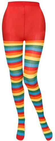 Boyiee Medias Festivas a Rayas Mardi Gras Halloween Navidad Calcetines a Rayas de Pie Completo de Mujer (Color de Arcoíris)