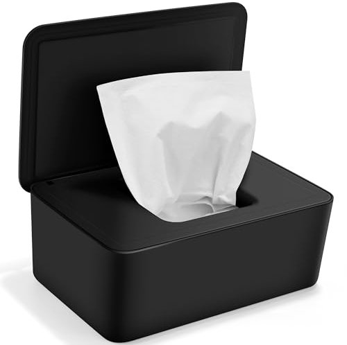 Feuchttücher Box Baby mit Deckel, Feuchttücher Box für Baby, Box für Feuchttücher, Baby Feuchttuchbox Schwarz, Box für Feuchtes Toilettenpapier, Box Feuchttücher für Zuhause und Büro