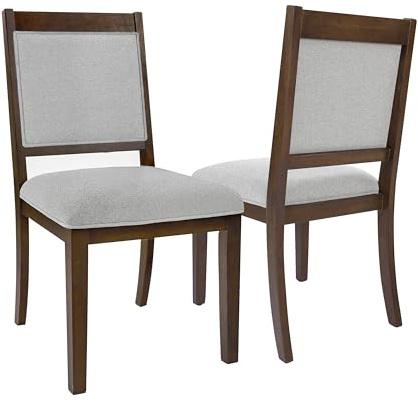 HomePop Open Back Upholstered Wood Frame Dining Chairs - Gray Solid Woven (Set of 2)