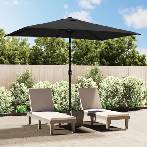 Mengtu Sonnenschirm mit Metall-Mast Gartenschirm Strandschirm Schirm Ampelschirm Balkonschirm Marktschirm Mit Kurbelsystem Sonnenschutz Gartenschirm 300 x 200 cm Anthrazit Garten Möbel