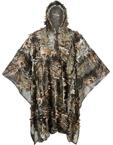 FYRTA Traje de Caza Ghillie, Traje de Camuflaje con Hojas en 3D, Accesorios Militares y de Tiro, Ropa de Equipo táctico para Airsoft, fotografía de Vida Silvestre, Halloween o Navidad,M/L