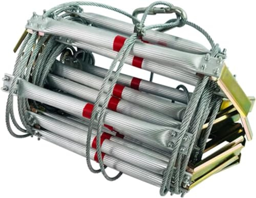 YYingYYue Rescue Rope Ladder, Multi-Purpose Ladder, Safety Ladder, Escape Ladder Made of Aluminium Alloy, High Mountain Work Steel Wire Rope Ladder,5m