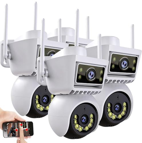 7links Sicherheits-Kamera: 4er Dual-Linsen-WLAN-Pan-Tilt-IP-Kamera, Full HD, Farb-Nachtsicht,IP66 (Dual-Lens-Kamera, Zwei-Linsen-Kamera, Funk Bewegungsmelder)