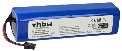 vhbw Akku kompatibel mit Xiaomi Viomi Alpha 2 Pro, S9, VXVC15-JC, D800 Saugroboter (6400 mAh, 14,4 V, Li-Ion)