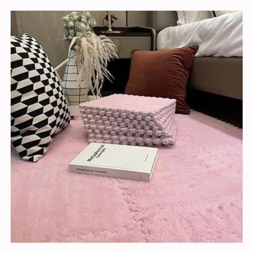 Ineinandergreifende Teppichfliesen,30 cm 0,4 Zoll Dicke Plüschige Quadratische Teppichfliesen,Weiche Eva-Schaumstoffmatten,Spielmatte Für Wohnzimmer,Schlafzimmer(Size:16pcs,Color:Rosa)