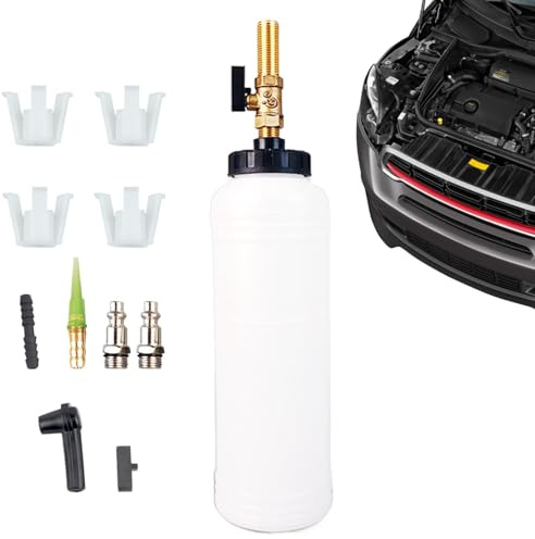 Tuxxjzm Dispositivo de purga de frenos al vacío, kit de purga de líquido de frenos manual de 1 litro, purgador de frenos neumático, lavavajillas de frenos profesional