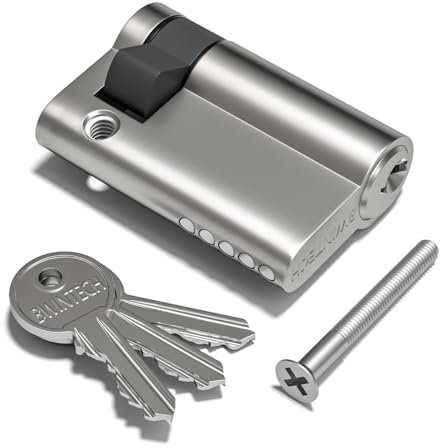 Bwintech 40mm(10/30) Satin Nickel Euro Cylinder Lock,Door Barrel Lock,Key/Key with 3 Standard Keys,Anti-Pick,Anti-Bump,Anti Drill,High Security for UPVC,Wooden,Composite Doors