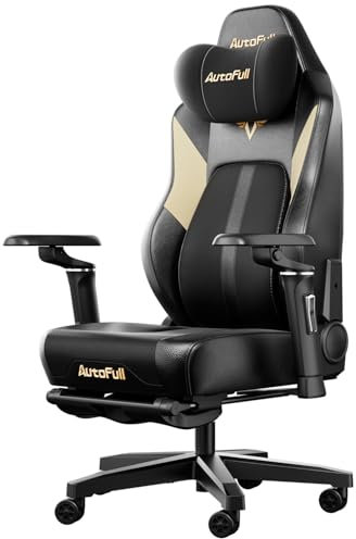 AutoFull M6 Ultra Gaming Chair with Massage & Dynamic Lumbar Support, Ergonomic Office Chair with Auto Cooling & Heating, 6D Adjustable Armrests & 3D Neck Pillow, Black