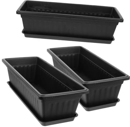 SUPVOX 3ensembles Pots De avec Plateau Jardinières Longues pour Orchidées Et Plantes Intérieur Extérieur pour Balcon Et Jardin