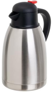 Jarra termo de 1,5 litros con dosificador de acero inoxidable plateado para café, té, infusiones, agua y otras bebidas calientes