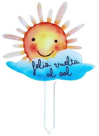 Decoración Tarta Feliz Vuelta al Sol - Topper Cumpleaños Español - Adornos Acrílico Happy Birthday