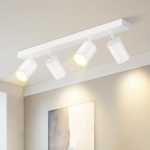 Homefire LED Deckenlampe 4 Flammig Deckenstrahler - 350° Schwenkbar | Strahler GU10 Deckenleuchte Weiß flurlampe Spots Innen Deckenspot für Wohnzimmer Küche Schlafzimmer Ohne Leuchtmittel