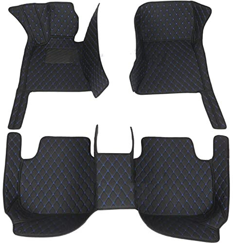 DZSFDGDDFGD Autoteppich Fußmatten Leder-Auto-Fußmatten Nach Maß Für A4 B8 2010 2011 2012 2013 2014(Black-Blue)