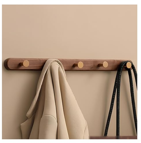 XUQQU Garderobenleiste Holz, Vintage, Stabile Kleiderhaken Wand Mit 4/5/6 Haken, Zum Aufhängen Von Kleidung, Mantel, Hüten, Jacken, Rucksack, Hakenleiste Holz Vintagebraun(Brown,50cm/19.6in)