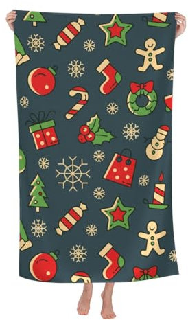 Herren Damen Microfaser Handtücher Großes Strandtuch „Frohe Weihnachten“ Strandtuch Personalisiert Badetuch Groß Niedlich Handtücher Für Hotels Duschen Pool