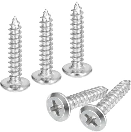 QUARKZMAN Paquete de 50 Tornillos Autorroscantes Color Plata | de Cabeza Plana Phillips M4X20Mm, Tornillos de Fijación de Acero Inoxidable 304 con Cruceta