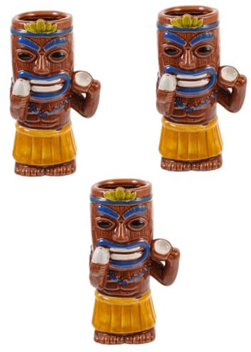 ABOOFAN 3pcs Creative Tiki Cup Hawaii Themed Barware Tiki Mug for Cocktail Drinking