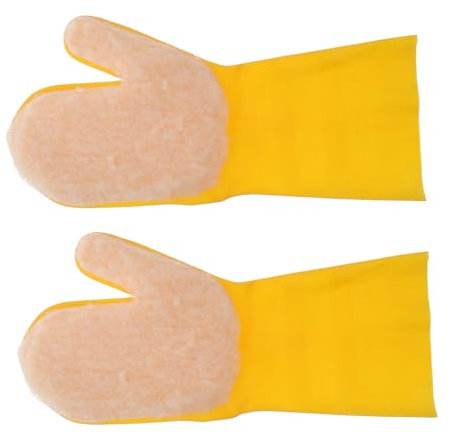 BESPORTBLE 2pcs Yellow Pool Cleaning Gloves Soft Latex Spa Scrubbing Mitts for Cleaning Warm Hands in Cold Weather for Swimming Pools Hot Tubs and Aquariums