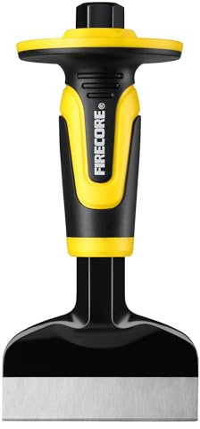 Rock Chisel, Firecore 4 Inch by 8 Inch Masonry Chisel with Hand Guard, Heavy Duty Flat Cold Chisel for Concrete Stone Brick Rock Tile Mortar Breaking Demolishing Carving Splitting Cutting Mason Tools