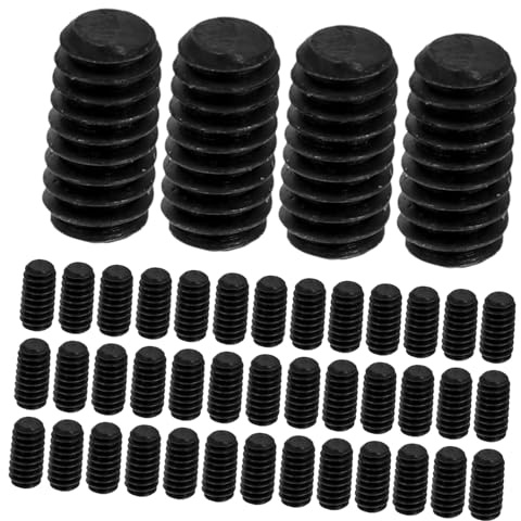 Warmhm 50pcs M2x4 Allen Key Screws Set Flat Head Grub Screws Assortment Kit for Door Handles Light Fixtures Black Carbon Steel Hexagonal Socket