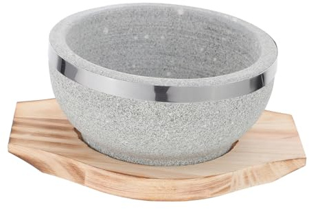 Abaodam Bol Bibimbap Pierre Avec Socle Bois Bol Coréen Pour Soupe Ragoût Et Cuisine Asiatique Pour Service Et Maintien Au Chaud