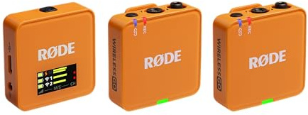 RØDE Wireless GO (Gen 3) – Kompakter kabelloser Mikrofon – Kristallklarer Klang, 32-Bit Float Aufnahme, automatische Pegelregelung, für Telefone, Kameras und Computer (Orange)