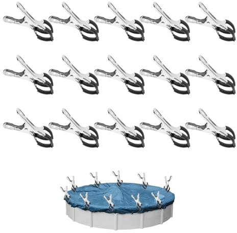 15 Pièces Métalliques pour Pince Bache Piscine, Pince pour Bâche Piscine